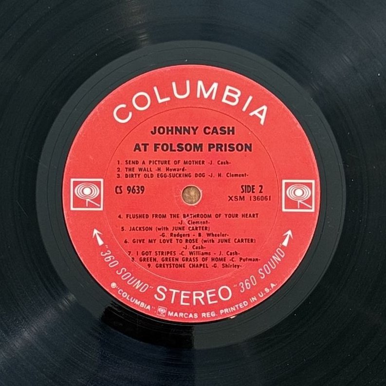 At Folsom Prison — record label, photographed by a RecordScout user
